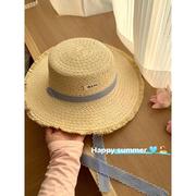 夏威夷风情~飘带草帽海边度假沙滩帽子女2024遮阳防晒太阳帽