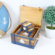 定制地中海木质盒子桌面装饰摆件床头收纳盒票据化妆品收纳柜小抽