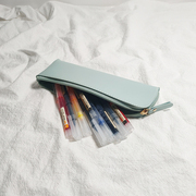 韩国简约创意皮质pvc纯色，笔袋初高中小学生文具盒男女扁平文具袋