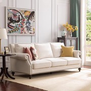 新美式轻奢布艺沙发复古三人客厅组合双人小户型别墅高端家具定制