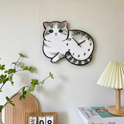 卡通可爱猫咪创意个性客厅挂钟，儿童房幼儿园，猫咖装饰挂墙钟表壁钟
