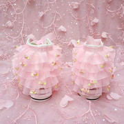 超仙手工纯色粉色蕾丝花边女高帮厚底内增高球鞋学生帆布鞋