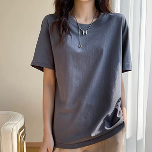 T1纯棉ins短袖女韩版修身打底圆领纯色T恤夏款短袖