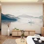 新中式黑白水墨山水画壁纸抽象泼g墨壁纸，客厅电视背景墙布影