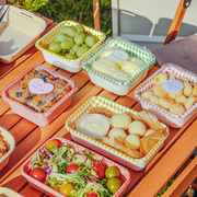 寿司打包盒一次性餐盒春游水果沙拉甜品包装盒带盖透明户外便当盒