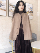 新中式粗纺宽松蝙蝠衫外套，秋冬对襟复古文艺，长袖宽松休闲外套