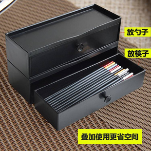 日式筷子盒抽屉抽拉筷子筒带盖筷子架餐具收纳盒韩式塑料快笼包