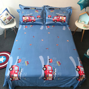 工程车蓝色床单单件纯棉夏季儿童卡通男孩全棉被单床笠三件套女孩