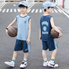 男童篮球服速干薄款无袖套装夏季背心儿童男孩夏装，大童运动球衣潮