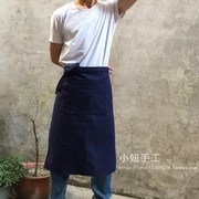半身短款围裙加厚帆布男女工作餐厅厨师服务员修鞋工作超市耐磨黑