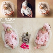 新生儿摄影道具满月百天新生儿，摄影服装服饰，宝宝拍照服装浴袍套装