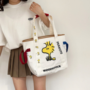 Snoopy史努比女生通勤包卡通帆布包大容量学生单肩包手拎包购物袋