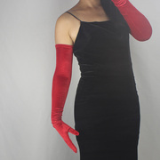大红色丝绒手套，60cm短款晚礼服中国红天鹅绒金丝绒触屏手机