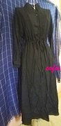 立领长袖长裙，a型高腰，纯色连衣裙029090