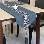 新中式桌旗电视机柜盖巾茶席，长条茶巾古典桌垫茶具，垫加厚流苏加长