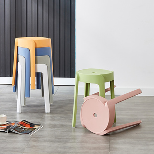 家用塑料凳子加厚餐桌板凳圆凳时尚创意高凳子北欧简约椅子旋风凳