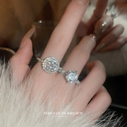 戒指女轻奢高级感夸张假钻石，食指戒指环，小众设计尾戒超闪秋冬指环