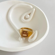 英国neckontheline方形复古宝石戒指女小众设计美拉德穿搭饰品