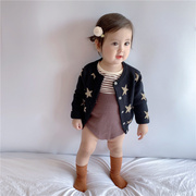 女童毛衣外套春秋装韩版婴儿针织开衫宝宝长袖星星百搭毛织上衣