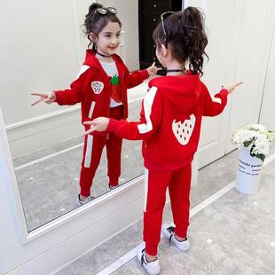 女童秋季运动三件套2021春秋洋气儿童网红卫衣套装女孩童装潮