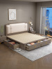实木床现代简约美式香槟色，1.8米小户型高箱储物床1.35m收纳抽屉床