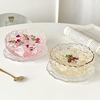 高颜值玻璃玫瑰甜品碗碟套装精致银耳羹燕窝碗带勺糖水酸奶燕麦碗