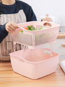 双层洗菜盆沥水篮塑料大号，碗架家用厨房漏水两件套收纳洗水果菜篮