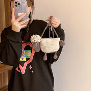 绵羊纯手工编织diy玩偶成品，包包小众设计斜挎包可爱针织儿童小包