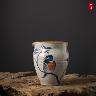 景德镇纯手工手绘复古青花瓷，公道杯中式釉里红茶海陶瓷，茶具分茶器