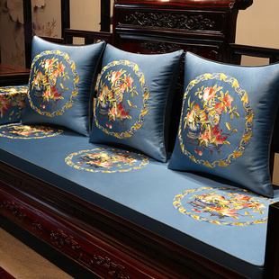红木沙发坐垫中式罗汉床五件套带靠背座垫实木家具沙发垫套罩定制