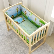 新生婴儿实木床床围栏小孩子可爱床，头带蚊帐防摔宝宝床席子蚊帐车