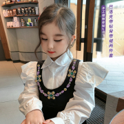 女童连衣裙春装儿童，2022吊带公主裙韩版宝宝，洋气带钻背心裙子