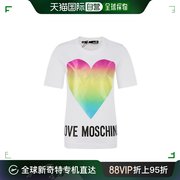 香港直邮LOVE MOSCHINO 棉质渐变色心形装饰女士短袖T恤W4F152T38