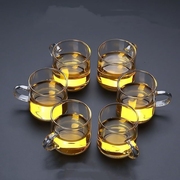玻璃小茶杯家用透明耐热加厚品茗杯功夫茶具带把主人杯茶碗带把手