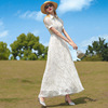 帝弗润驰2024夏季新法白色蕾丝连衣裙，女气质修身高级感衬衫式长裙