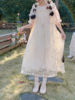 森系甜美蕾丝连衣裙春季2023学院风娃娃领中长裙白色仙女裙子