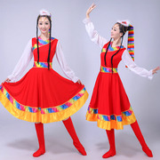 2022款女少数民族服装大摆裙广场舞西藏水袖舞台演出藏族舞蹈服饰