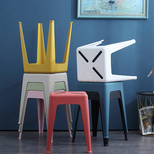 北欧加厚家用塑料凳子，46公分高凳成人欧式餐椅，登客厅艺术熟胶椅子