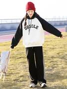 初中学生运动套装冬季加绒加厚高中女生大童时尚，女孩秋冬韩版