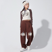 女童JAZZ高腰嘻哈练功服少儿街舞潮服T台走秀服儿童现代舞演出服