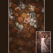 欧美花卉主题孕妇摄影背景布影楼室内婚纱油画布复古拍照背景纸