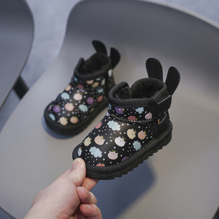 儿童雪地靴软底宝宝学步鞋冬季男童加绒棉靴0一3岁加厚婴儿鞋女童