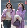 欧洲站紫色毛衣裙2023秋冬法式高K级感配大衣打底针织洋装女
