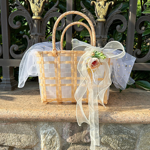 伴手礼女伴娘透明结婚婚礼实用喜糖盒编织篮子礼盒空盒手提袋
