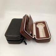 高档旅行pu皮手表包双表位情侣手表盒，便捷式拉链礼盒收纳包