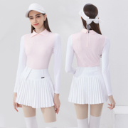 高尔夫女士套装夏季冰丝长袖短裙女装衣网球羽毛球套装高尔夫球衣