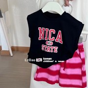 韩国童装男童夏季无袖背心潮帅气时髦洋气2023纯棉上衣服t恤