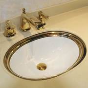 浪斯金色卫浴台下盆嵌入式艺术盆椭圆陶瓷洗脸盆卫生间洗面盆欧式
