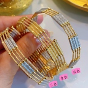 18k金磁吸彩金三色双色金色项圈手镯百变日本进口精致工艺