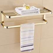 欧式全铜金色浴巾架酒店卫生间毛巾杆免打孔双层家用浴室挂件